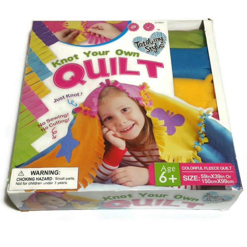 Knot Your Own Quilt Total My Style Kit No Sew Colorful Fleece Squares Quilt